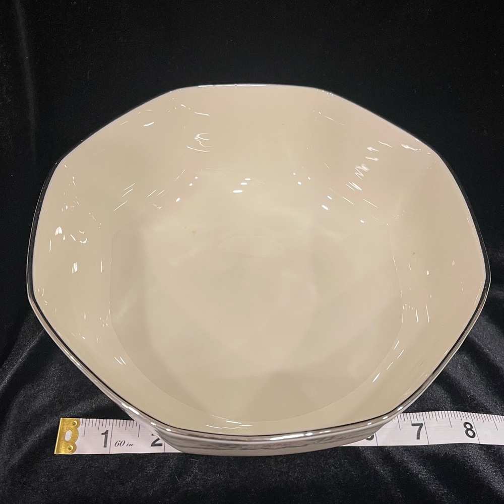 Elegant Vintage Lenox Charleston Octagon Bowl with Silver Trim.
